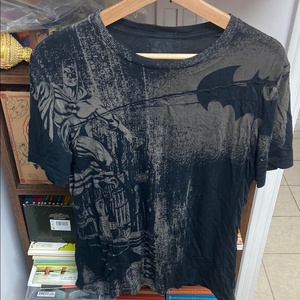 Y2K Salvage Distressed Dark Knight Batman With Bat Signal Graphic Tee